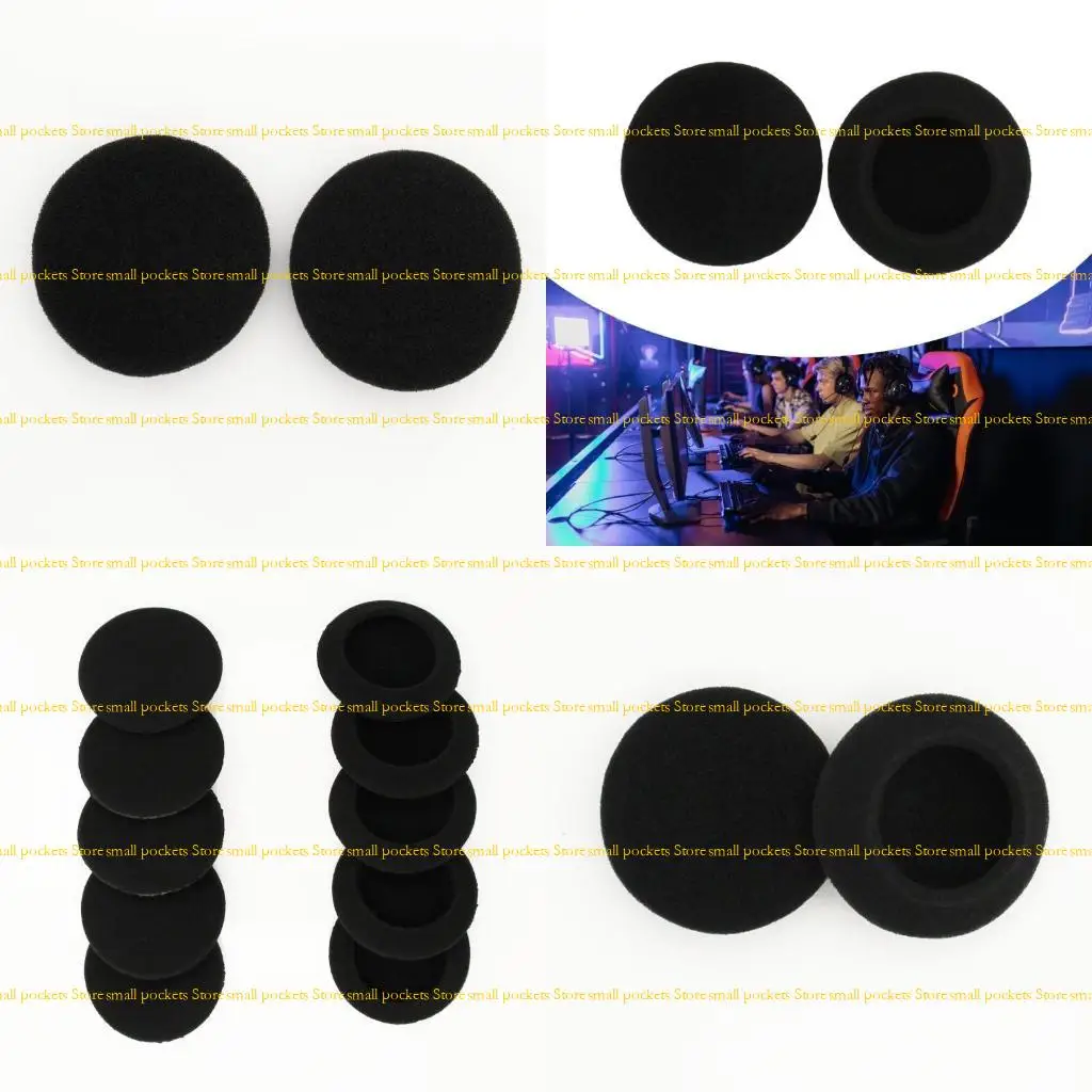

R1WD 10 Pair Spare Foam Ear Pads Earpads Sponge Cushion Earphone Covers Earbud Pad