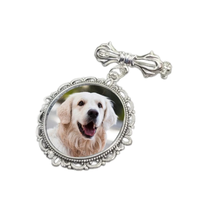 Stylish Wedding Photo Pin Unique Photo Charm Barooch for Christmas Lacy Oval Bridal Breastpin Accessory Party Jewelry