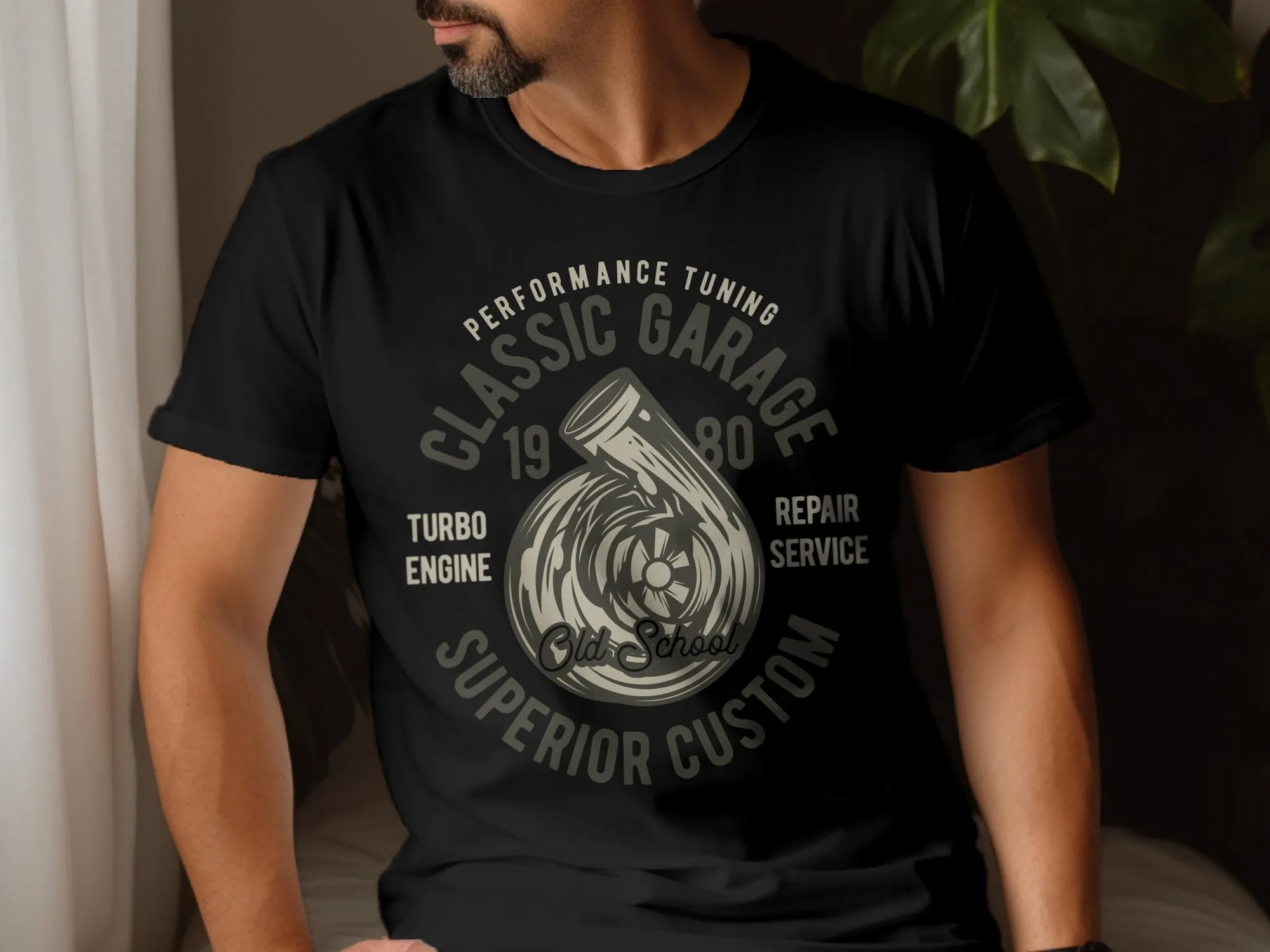 Vintage Classic Garage T Shirt Old School Car Turbo Engine Performance Tuning