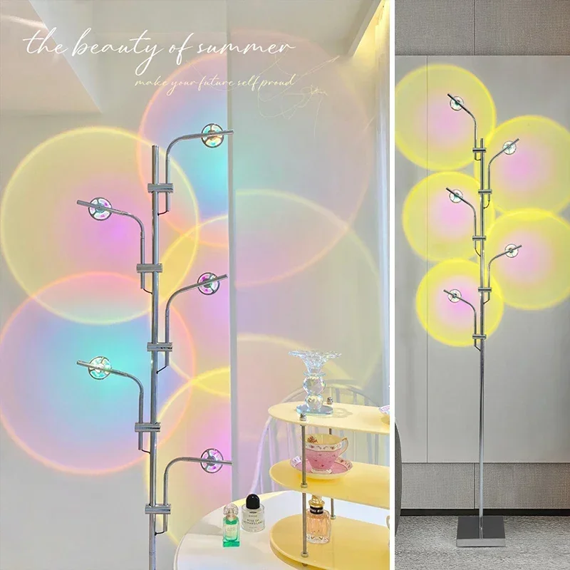 

Luxury LED Projection Floor Lamp Nordic Rainbows Standing Lamps Art Bar Bedroom Bedside Floor Lights Home Decora Dropshipping