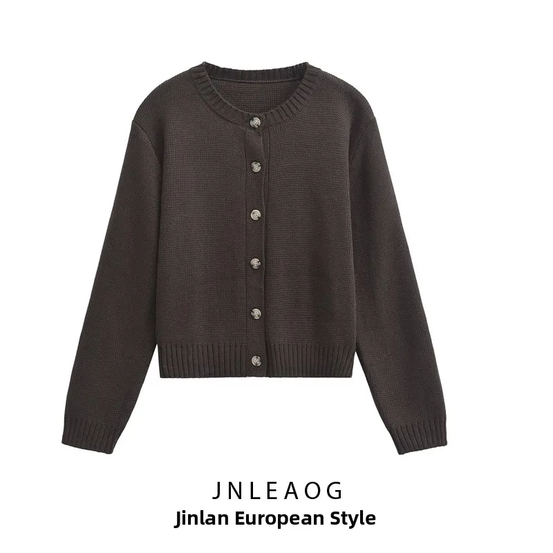 

JNLEAOG Faionable Knitted Slim Fit Outerwear for Women Street Sle Long Sve round Ne Polyester Fiber Color