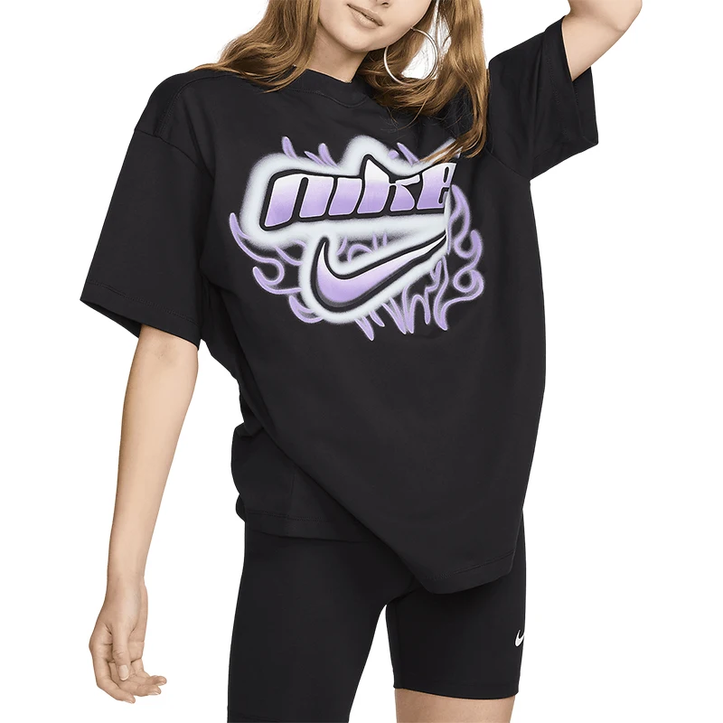 Nike oficial 2024 nueva ropa deportiva estampada para mujer transpirable manga corta FZ1147-010