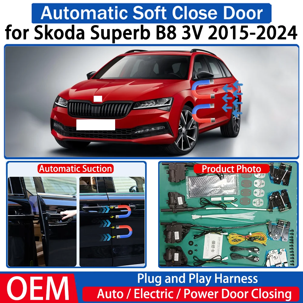 

for Skoda Superb B8 3V 2015-2024 Car OEM Automatic Soft Close Door Electric Suction Kit Auto Power Closing System Plug＆play