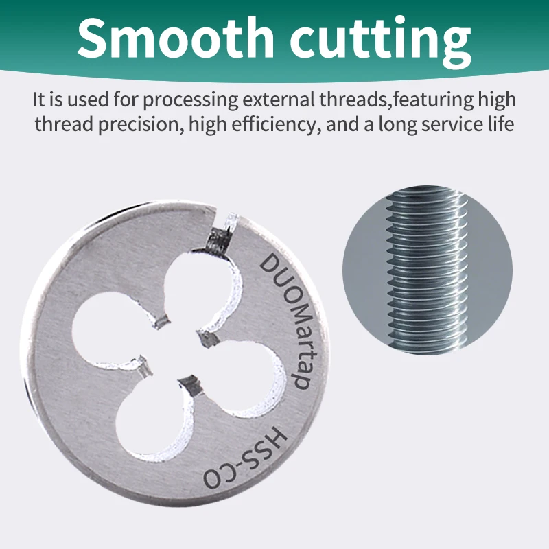 

Duo Martap HSS-CO AR-D Round Die M17 M18 M20 M21 M22 M24 Machine Fine Thread Screw Threading Die For Tapping External Threads