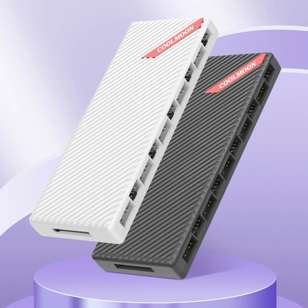 1 To 10 PWM & ARGB Hub Splitter Magnetic Suction 4 Pin PWM 3 Pin Addressable ARGB Adapter ARGB Controller Splitter for Case Fan