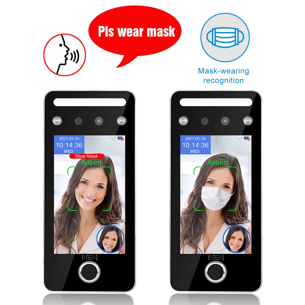 RS485 WG Multi Biometric Fingerprint Time Recorder AI Face Turnstile Access Control System RFID  With TCP/IP WiFi