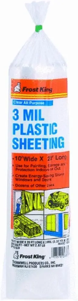 

Clear Polyethylene Sheeting, 10' x 20' x 3 mil., Waterproof and Durable for Home and Garden Use