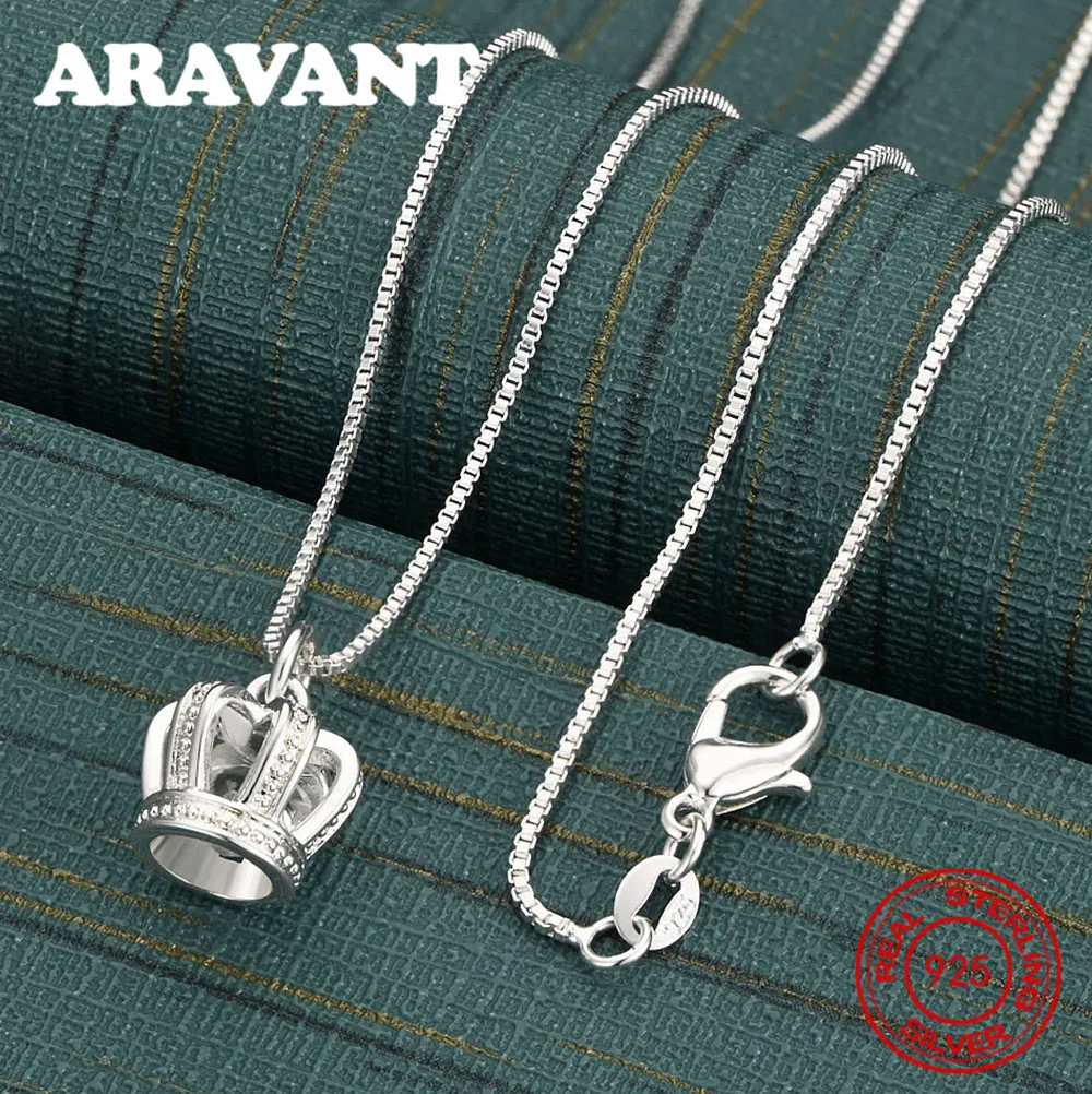925 Sterling Silver Zircon Crown Pendant Necklace Small Fresh Design Women'S Engagement Jewelry