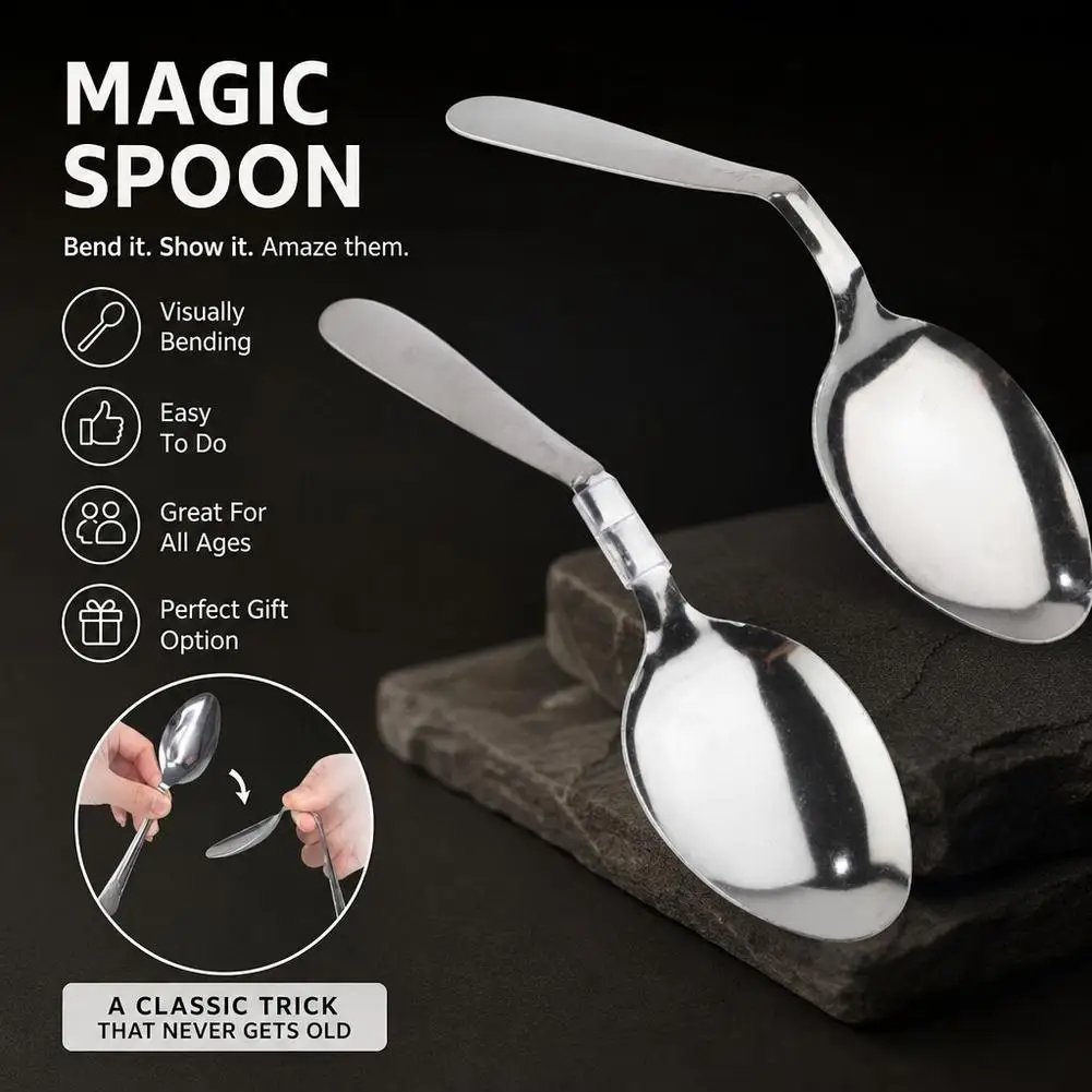 Magic Bending Spoon Close Up Magic Tricks Mind Control Telepathy Props Easy Show Funny Party Street Gags Toy Gift