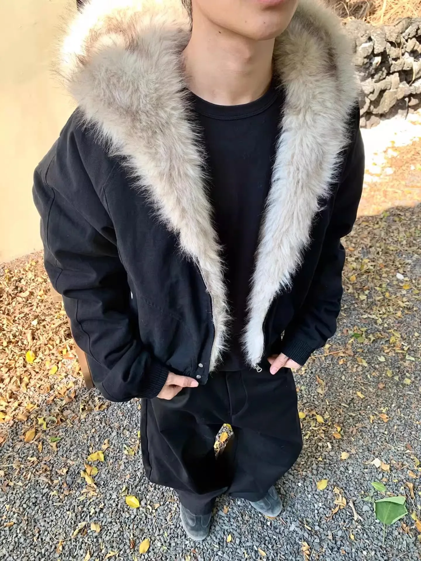 

American Style Short Thickened Cotton Jacket Men's Winter Warm Coat Cleanfit Workwear Cotton Clothes with Fur Collar