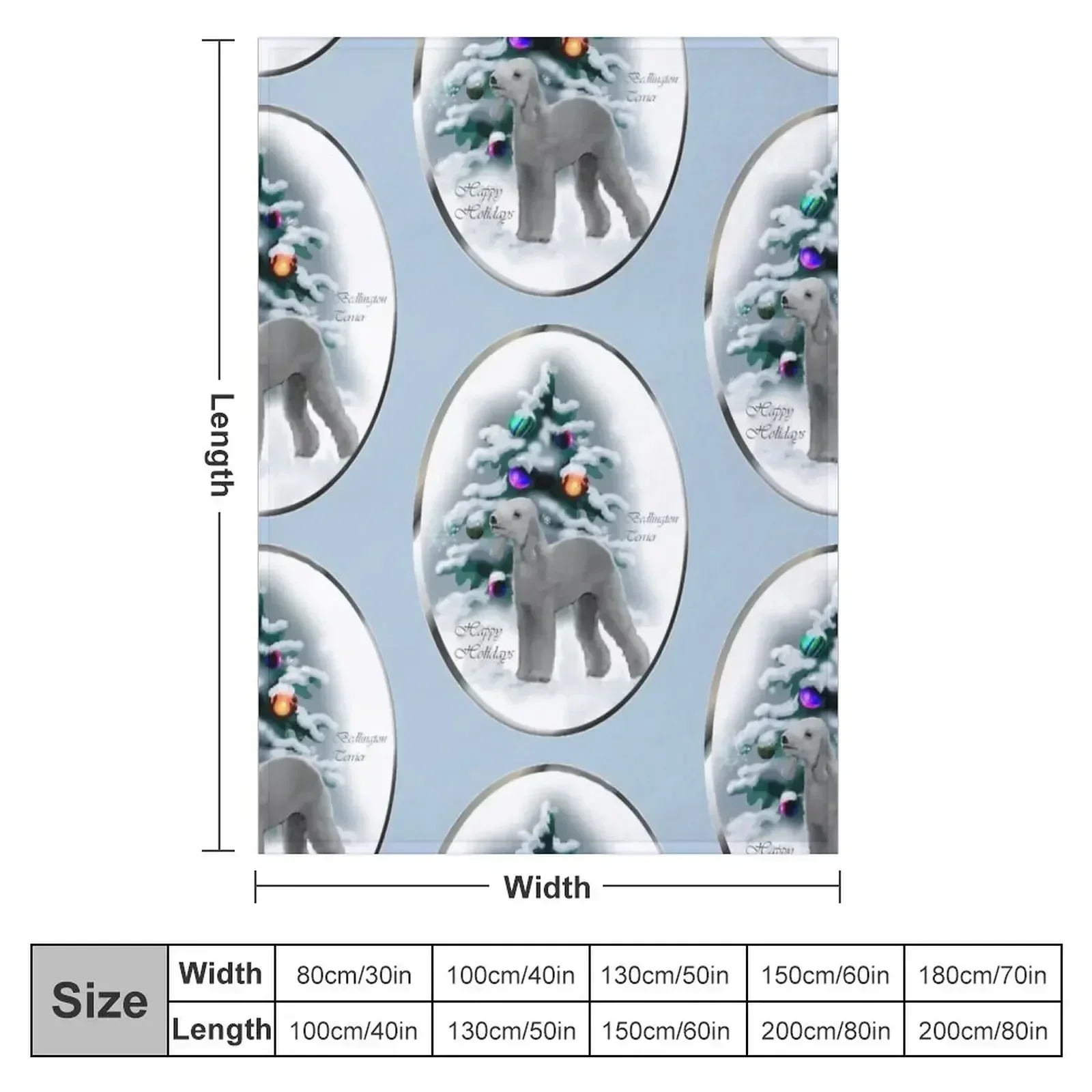 Bedlington Terrier Christmas Holiday Art Gifts Throw Blanket couch cozy soft plush fuzzy picnic outdoor blanket