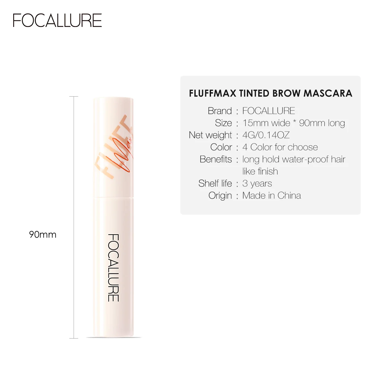 FOCALLURE Eyebrow Styling Gel Brows Wax Sculpt Soap Clear Brown Grey Waterproof Long-Lasting 3D Feathery Wild Brow Style Makeup