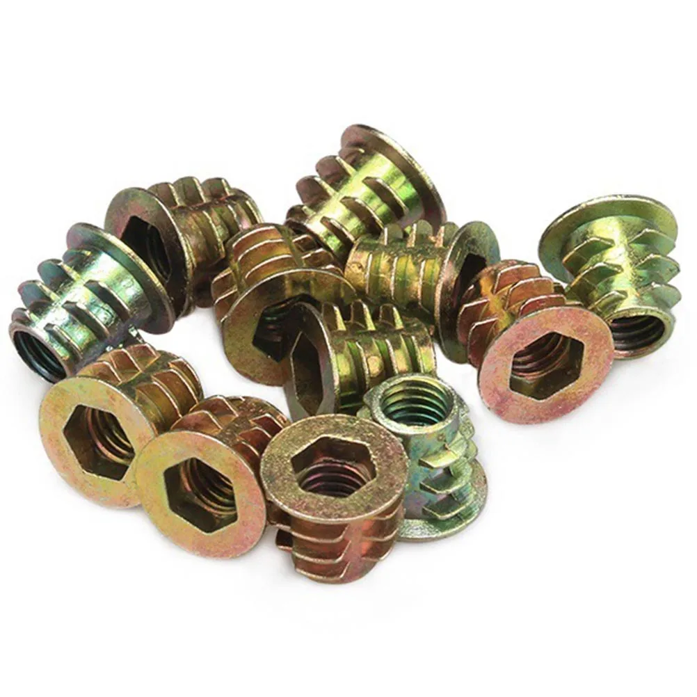 

230Pcs Premium Carbon Steel T Nuts Flanged Head Self-Tapping Threaded Insert Furniture Parts Durable Wear-Resistant Rustproof