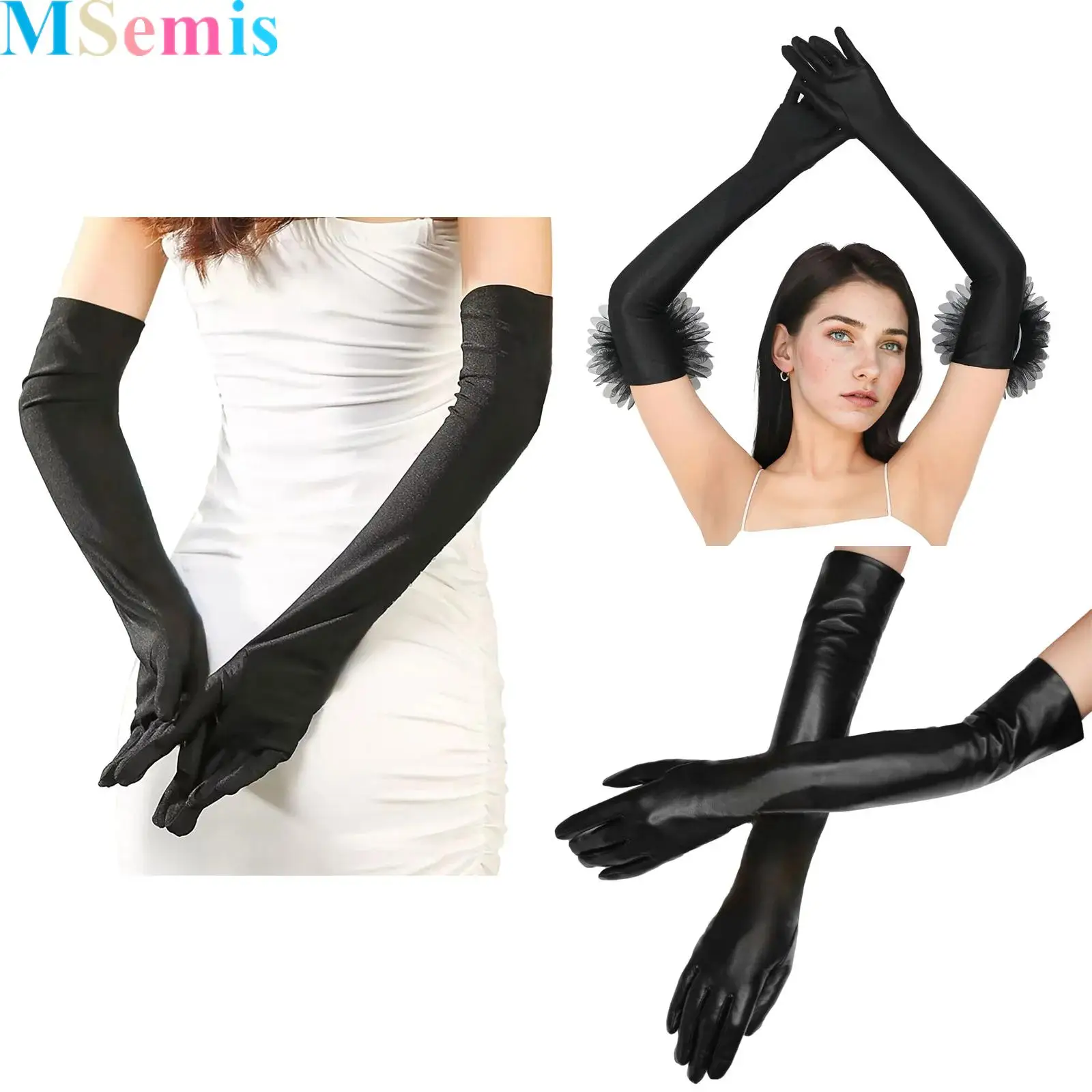 

1 Pair Women Above Elbow Length Long Gloves Dance Performance Gloves Dress Up Accessories for Stage Performance