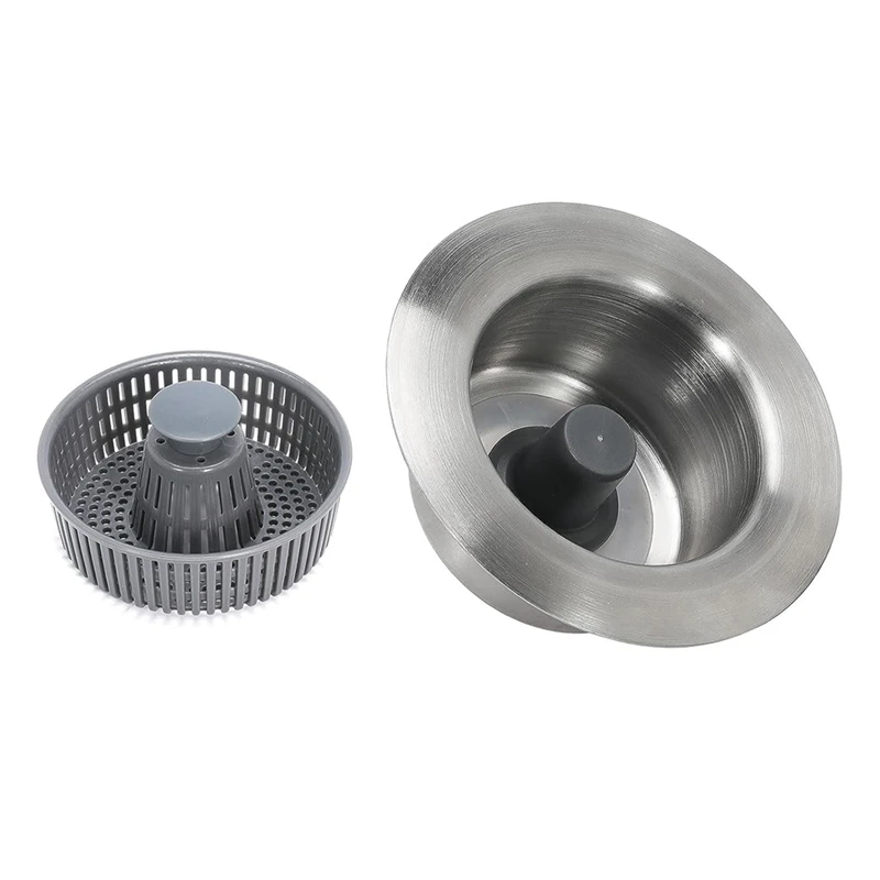 Stainless Steel Kitchen Sink Drain Strainer And Stopper Combo Press Type Sink Seal Filter Plug Easy To Use