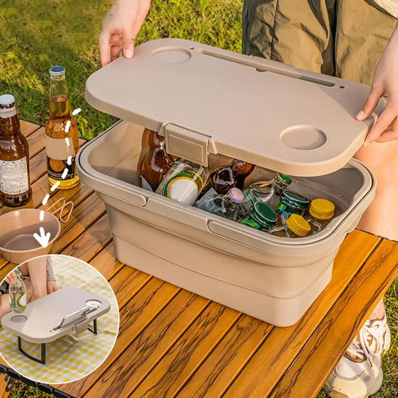 

Folding Picnic Basket versatile Storage Box Anti-Leak Picnic Basket Camping Food Storage Containers Insulated Picnic Basket