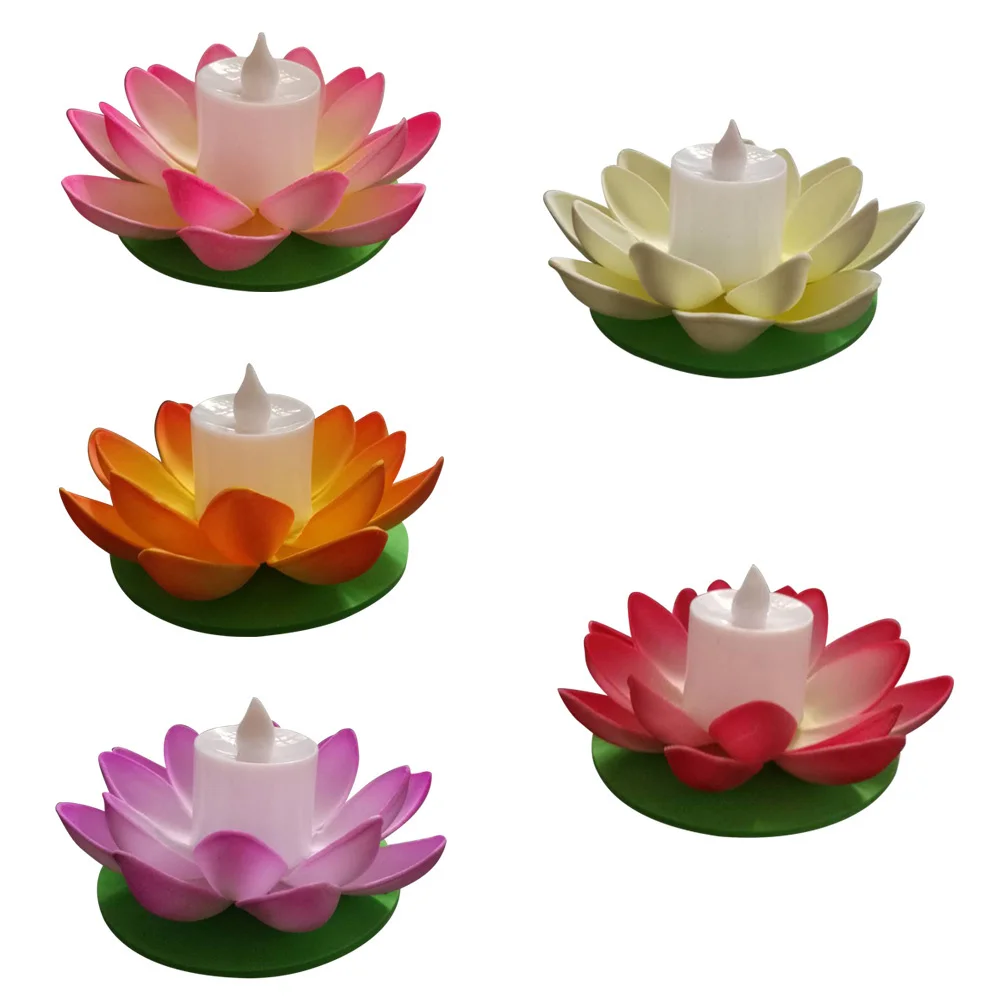

5Pcs LED Lotus Water Lily Lights 11.5cm Floating Flameless Candles for Pool Garden Wedding Party Decor Artificial Flower