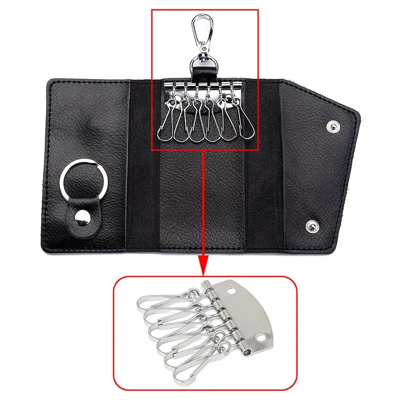 New 1PC Wallet Key Row 6 Hooks Key Holders Clasp Clip Hardware Rivet Hook Keyring Key Chain DIY Leather Accessories