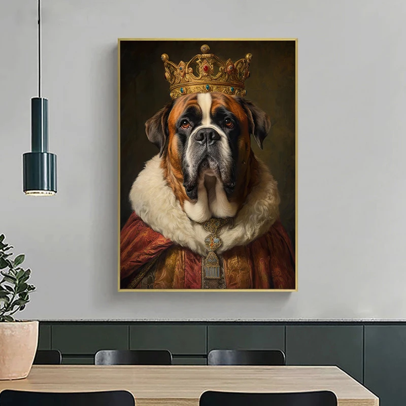 King Noble Dog Vintage Oil Print Portrait Poster Dachshund Labrador Bernese Mountain Dog Wall Art Canvas Painting Pet Home Decor