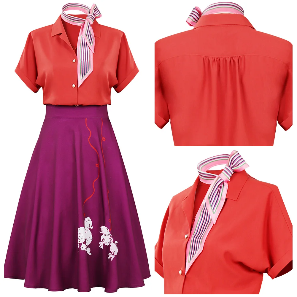 

Women 1950s Poodle Rockabilly Retro Swing Dress Grease Fancy Dress Halloween Carnival Suit