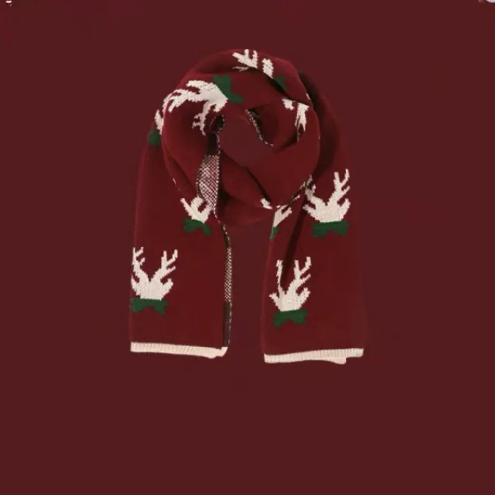 니트 스카프 따뜻한 크리스마스 순록 스카프 목도리 부드러운 크리스마스 선물 결혼식 야외용