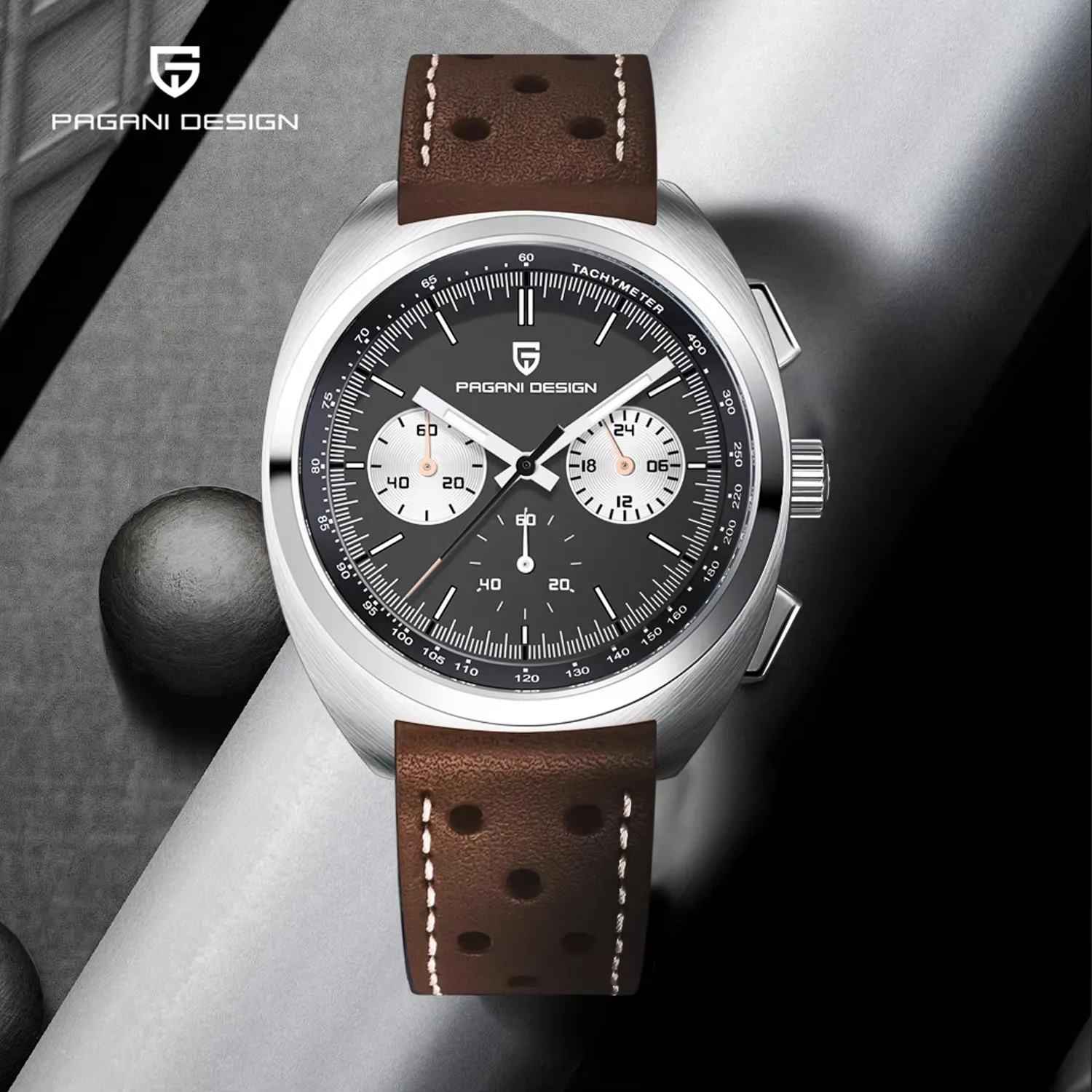 2026 New PAGANI DESIGN Mens Panda Watches Luxury Quartz Watch For Men Chronograph Wristwatches AR Sapphire Leather Luminous Gift