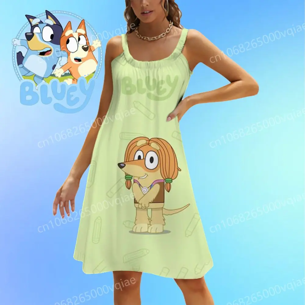 

Beach Dress Cool Bluey Elegant Gowns 2025 Summer New Lovely Fashion Y2k Anime S-3XL Harajuku Sling Cute Streetwear 3D Print Cute