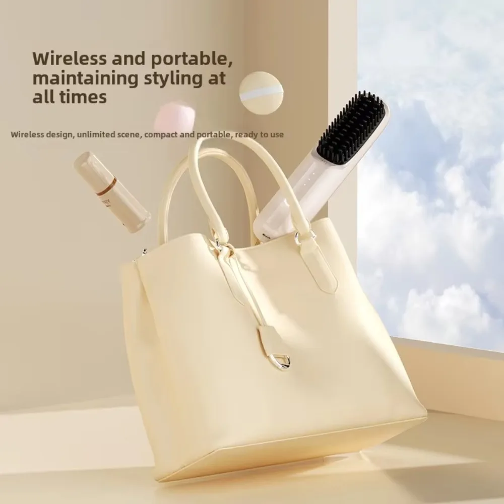 

Upgraded Cordless Straight Hair Comb Anti-Scalding Dense Tooth Curling Iron Portable USB Charging Curling Brush Quick Styling