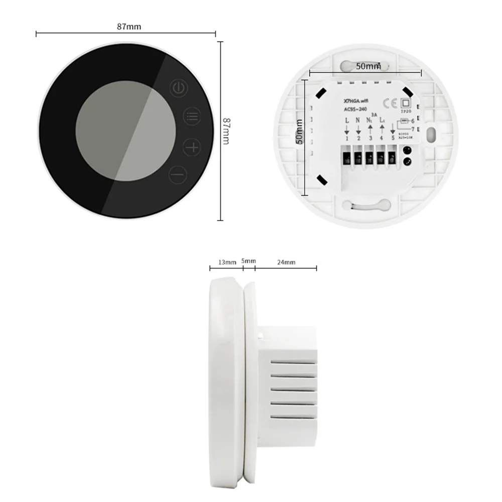 95~240V Round Smart WiFi Room Thermostat Remote Control for Electric Heating/Water/Gas Boiler Temperature Controller