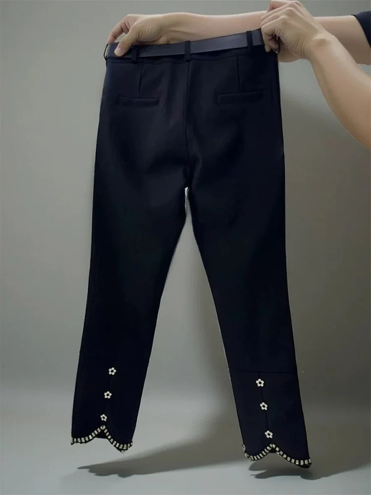 Pantalones de mujer traje negro pantalón 2025 primavera otoño ajustado ocio elegante hasta el tobillo Leggings sueltos Mujer Pantalones pitillo Mujer