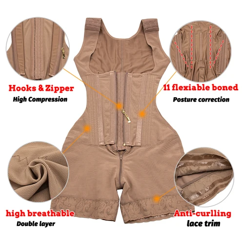 Imagen 2 del producto Faja moldeadora de alta compresión, Fajas colombianas, ropa moldeadora posparto, funda plana para vientre, cinturones de entrenamiento de cintura, corsé extremo para mujer