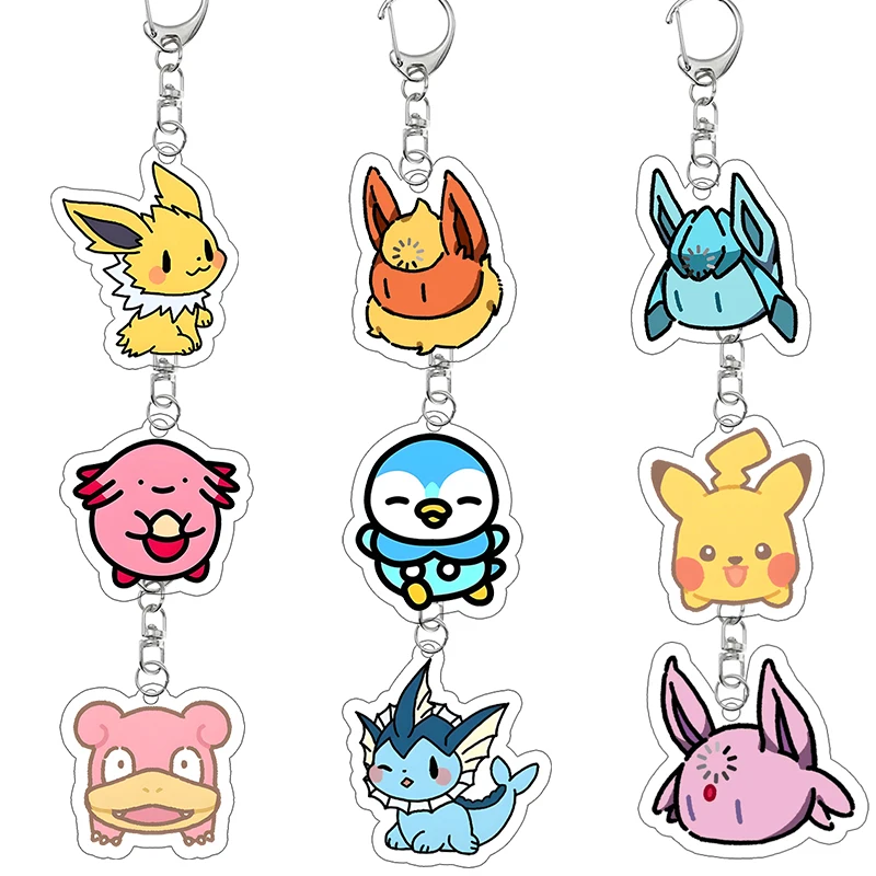 

Акриловый брелок Vaporeon, Jolteon, Slowpoke, Clefable, Piplup, декоративный брелок для сумки, аниме-брелок, мультяшные Q-версии, подарок