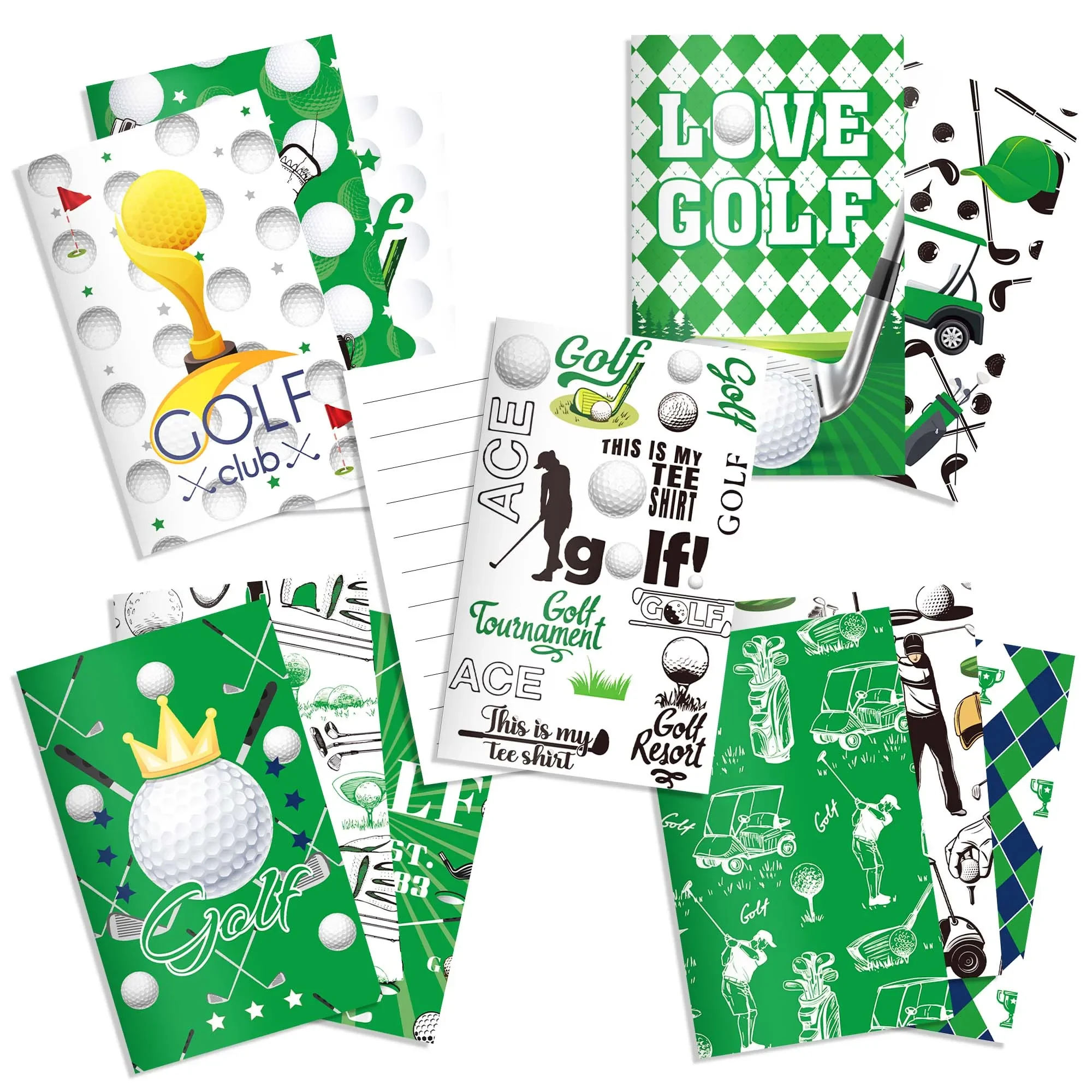 12/24pcs Golf Sport Mini Notepads Golf Cart Player Pattern Pocket Notebook Birthday Xmas Gift Memo Books for Golf Lover Men Boys