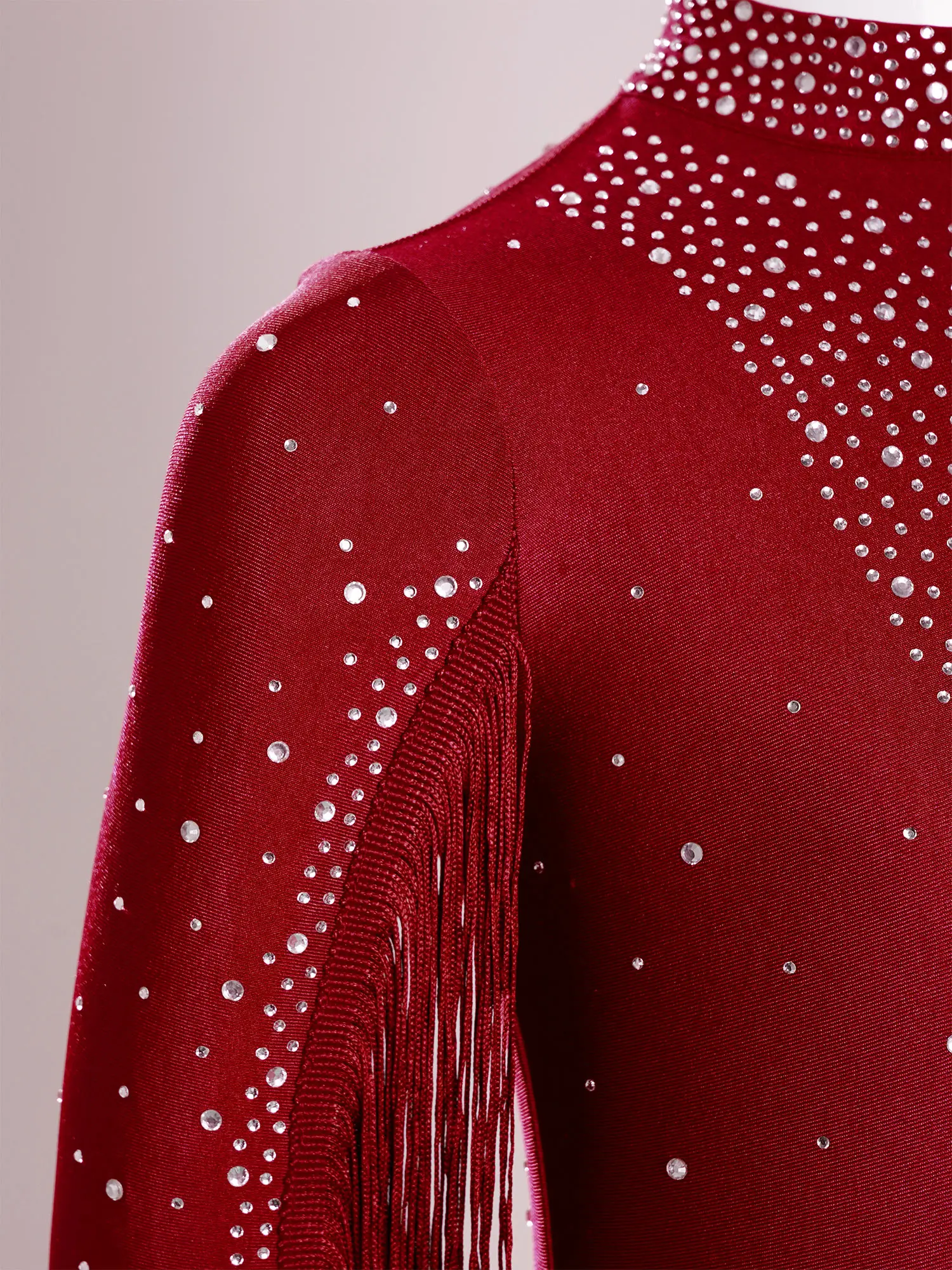 Ragazza Nappe Cha-Cha Body da ballo latino Bambini Manica lunga Tango Sala da ballo Danza Ginnastica Tuta Body con frange per bambini