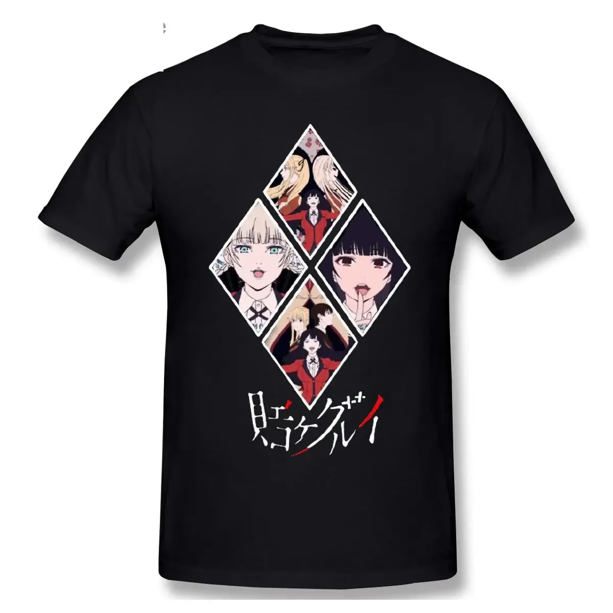 Compulsive Gambler Kakegurui Pullover Anime T Shirt for Men Top Quality Short Sleeve TShirt Cotton Round Neck T-shirts Tees