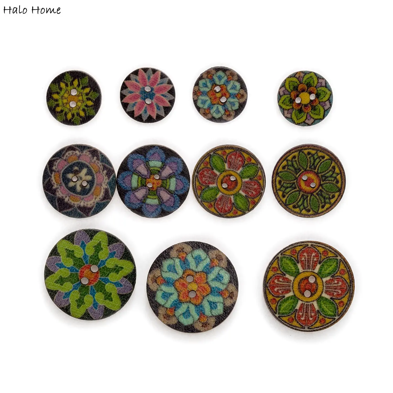 50/100pcs Painted Round Wood Buttons for Handwork Sewing Scrapbook Clothing Crafts Accessories Gift Card 15-25mm