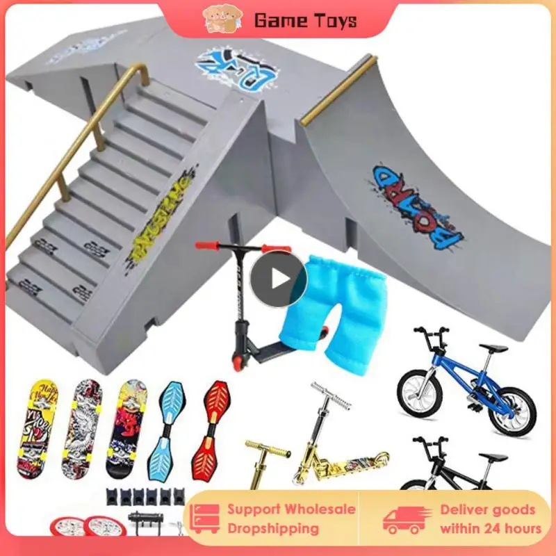 

Finger Skateboard Ramp Set Finger Skateboards Scooter Roller Skates Bike Swing Board Fingerboard Ramps Deck Training Prop Gifts