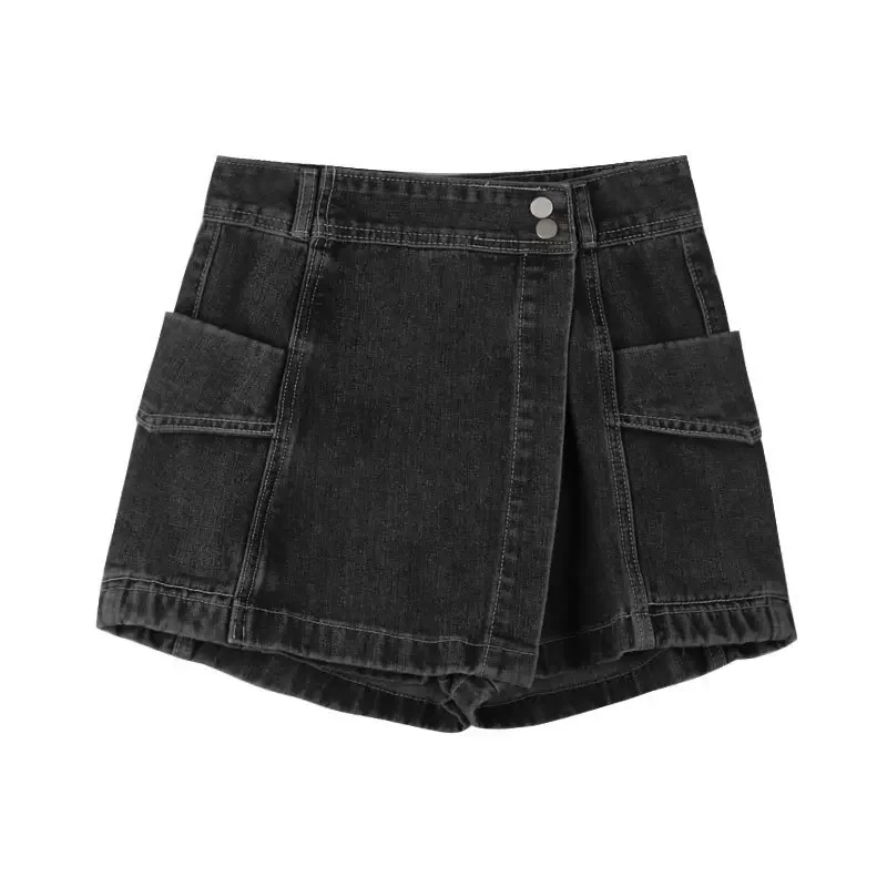 Women Denim Skirt Pants 2023 New Summer Jeans Shorts Women Casual High Waist Button Loose Blue Skirt Pants Y2K Korean Streetwear