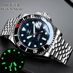 Luxury 200M Waterproof Tandorio Gloss Black Shell Dial Sapphire NH35A Diver Watch Men Ceramic Insert Steel Bracelet 2023 New