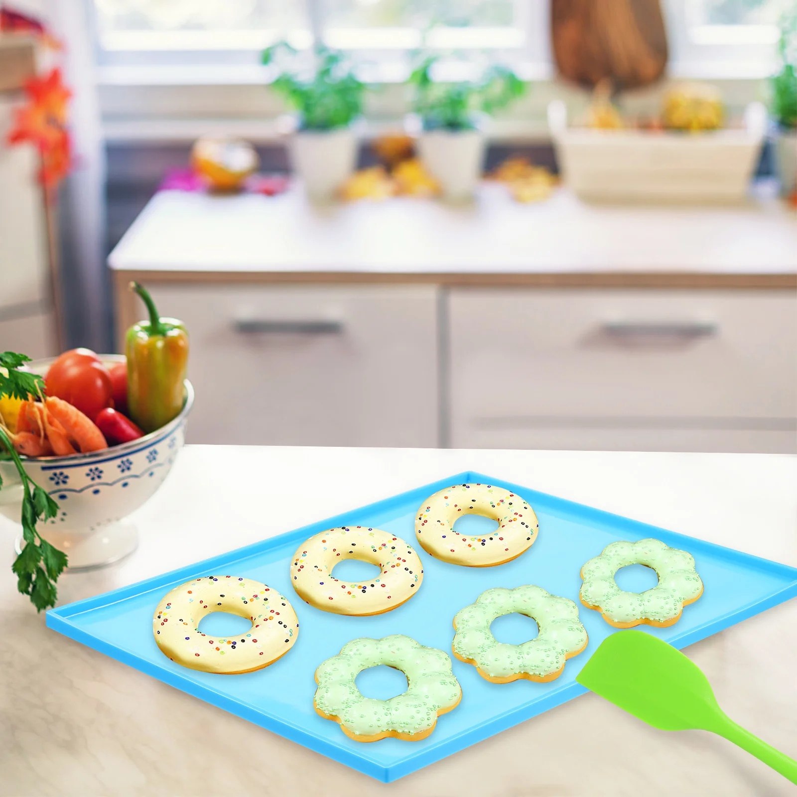 

Silicone Baking Mat with Raised Edges Nonstick Tray Liner Reusable Silicone Sheet for Oven Microwave Fridge Baking Tools