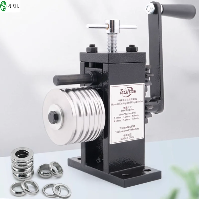 Multi purpose manual crank bending tool for rings, earrings, and jewelry - metal processing tool for stamping gold, silver, and