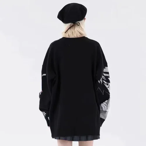 Imagen 2 del producto Y2K-ropa informal estilo Hip Hop para mujer, suéter Harajuku Vintage de estilo japonés, Chica de Anime, Jersey suave tejido, suéteres, ropa femenina