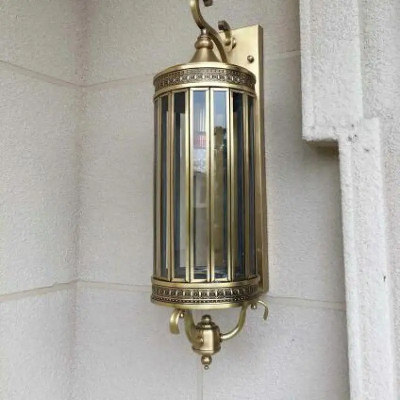 Large Outdoor Garden Wall Lamp LED Copper Waterproof Wall Fixtures Lighting Courtyard Gate Bathroom long vertical Exterior Light