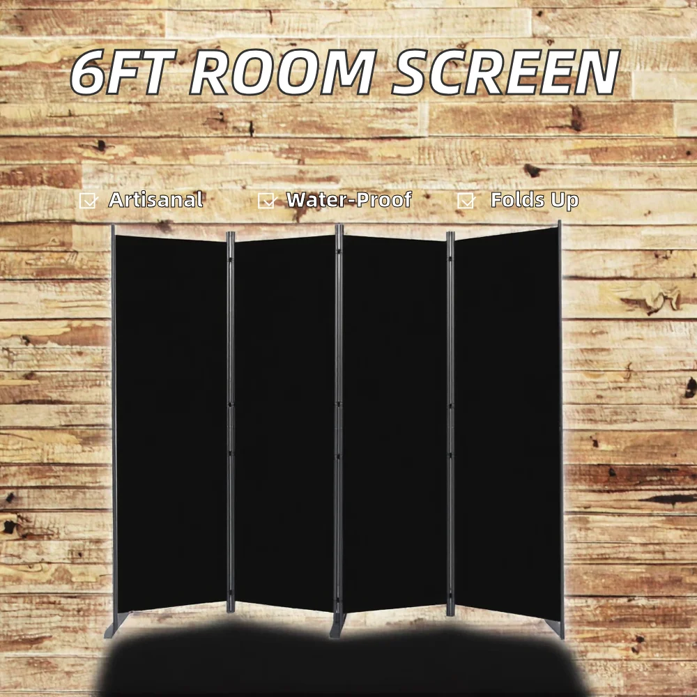 Modern 6ft Portable Iron Room Partition and Folding Privacy Screen Wedding Waterproof Design