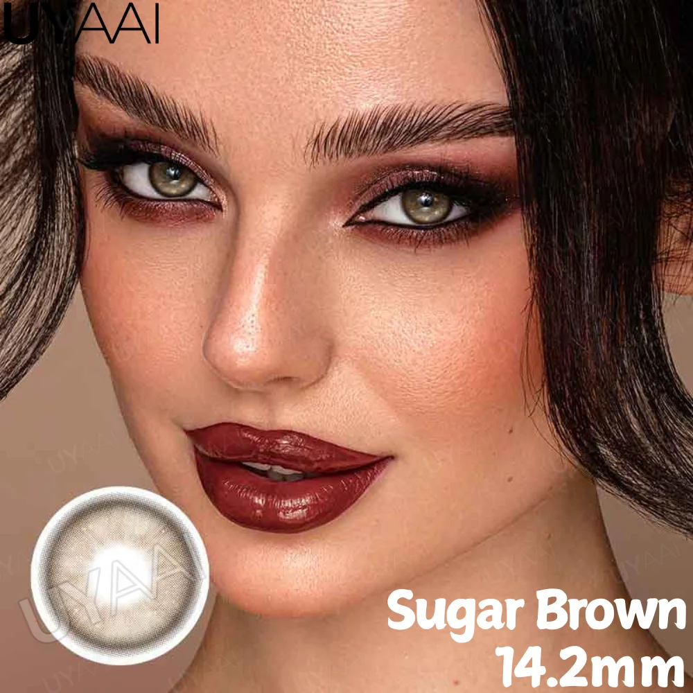 UYAAI NEUE Farbe Kontakt Augen Farbe Linsen Make-Up Natürliche Schwarze Linse Kosmetik Rosa Augen Linsen Frau Make-Up Blau Schönheit Kontakte – Detail 7