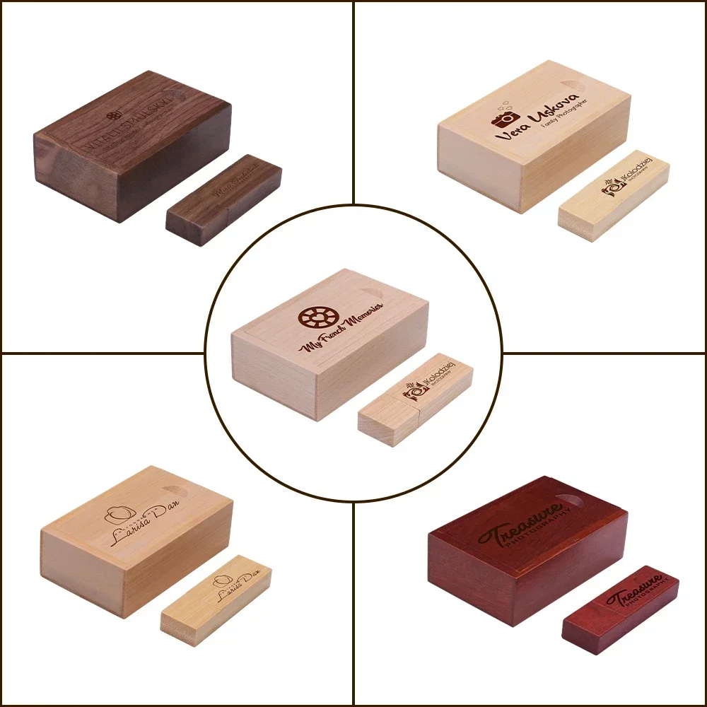 20 ชิ้น/ล็อตไม้ธรรมชาติ USB Flash Drive ฟรีโลโก้ที่กําหนดเอง Over Pendrive 4GB 8GB 16GB 32GB 64GB 128GB Memory Stick Creative ของขวัญ