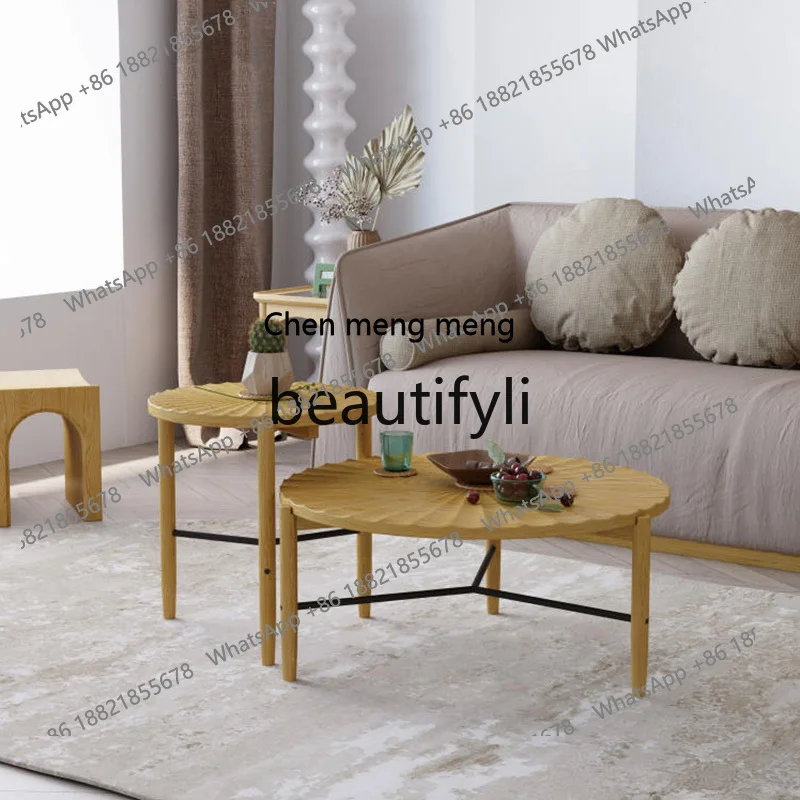 

Журнальный столик в скандинавском стиле в стиле ретро, волнистые из ясеня, большой круглый лист лотоса, искусство