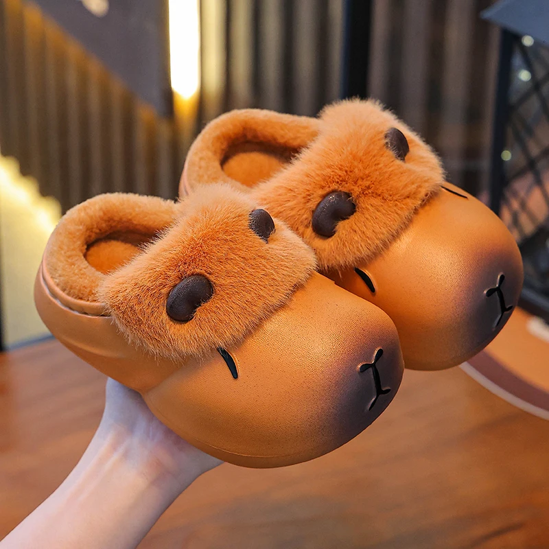 

Children's cotton slippers Winter indoor home boys and girls anti-slip waterproof Kapibala children's baby slippers