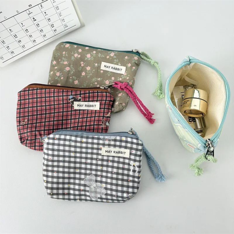 YIFAN  Wholesale 4 Bags /Set, Cotton Coin Purses Retro Women  Cosmetic Bag Toiletry Makeup Organizer Pouch Zipper for Girs