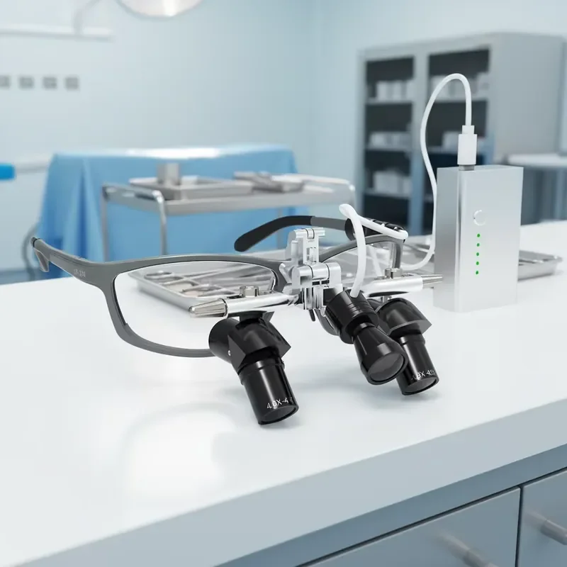 All Metal Ergo2 4X 5X 6x LED Hospital Loupe Microscope Electricity Powered Ergonomic Corner Magnifier